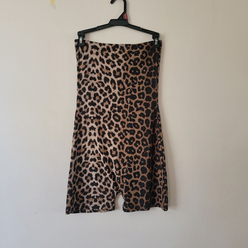 leopard print strapless bodycon romper wmns sz xs (Very Stetchy)